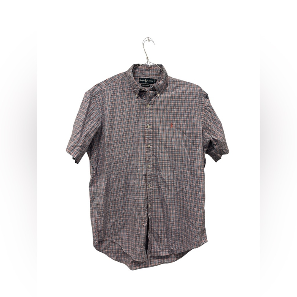 Ralph Lauren Classic Fit Men’s Size Large Button Down‎ Plaid Short Sleeve EUC